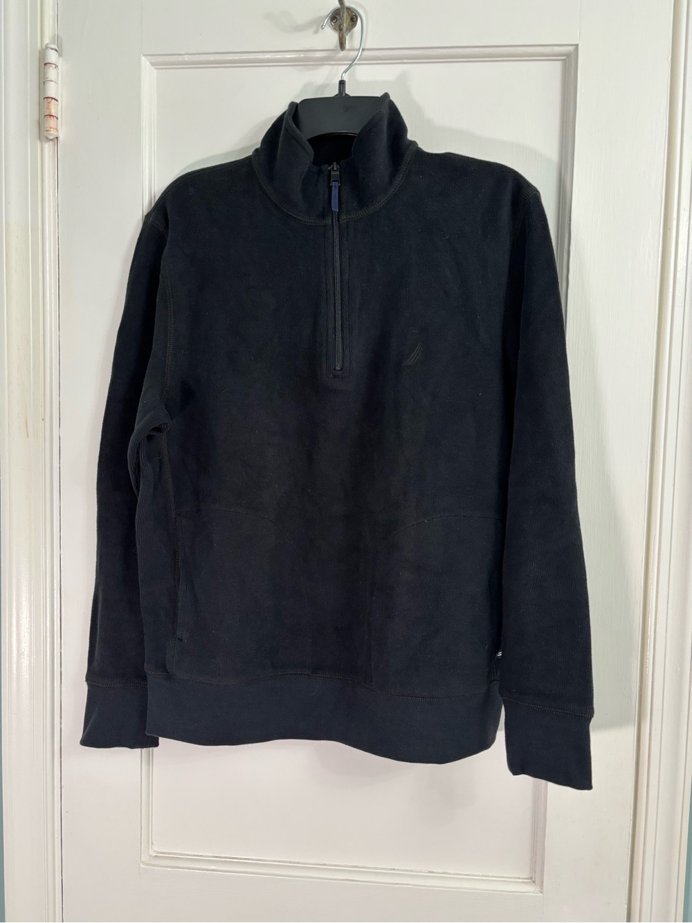 Nautica Men's Black Quarter-Zip Fleece Pullover
